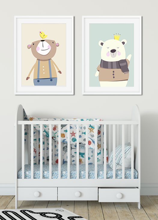 Kinderzimmer Bilder Braunbär und Eisbär