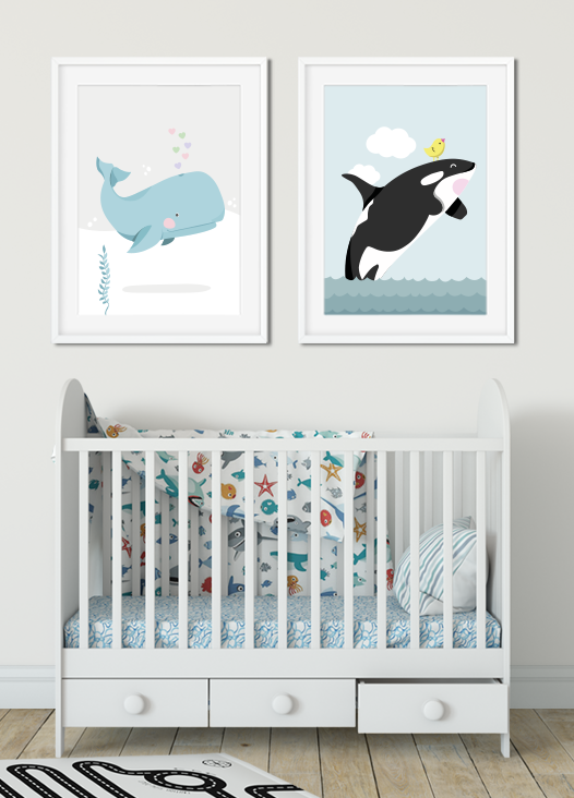 Kinderzimmer Bilder Wal und Orca