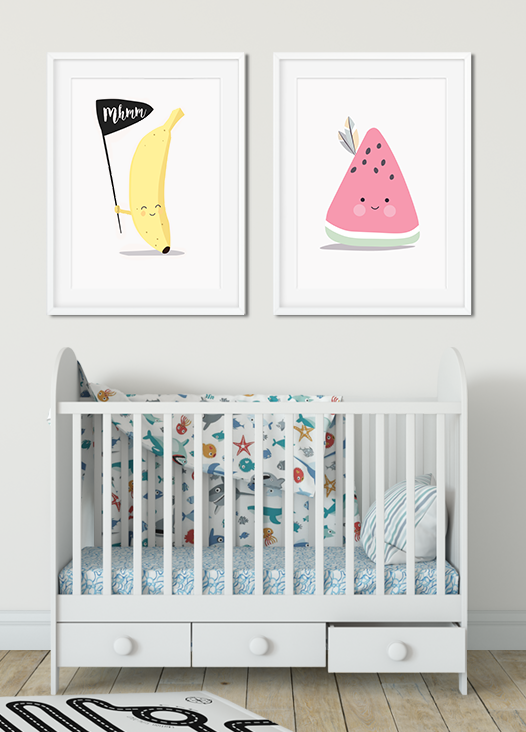 Kinderzimmer Bilder Banane und Melone