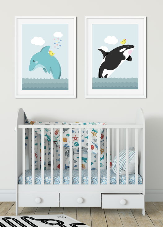Kinderzimmer Bilder Delphin und Orca