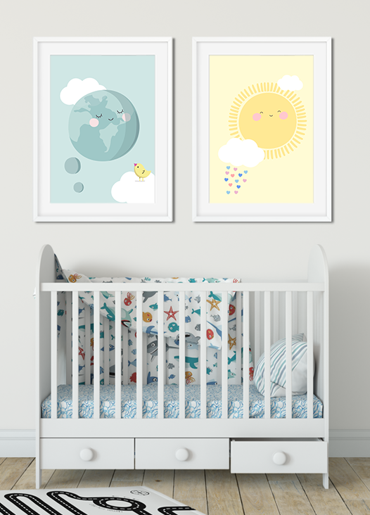 Kinderzimmer Bilder Erde und Sonne