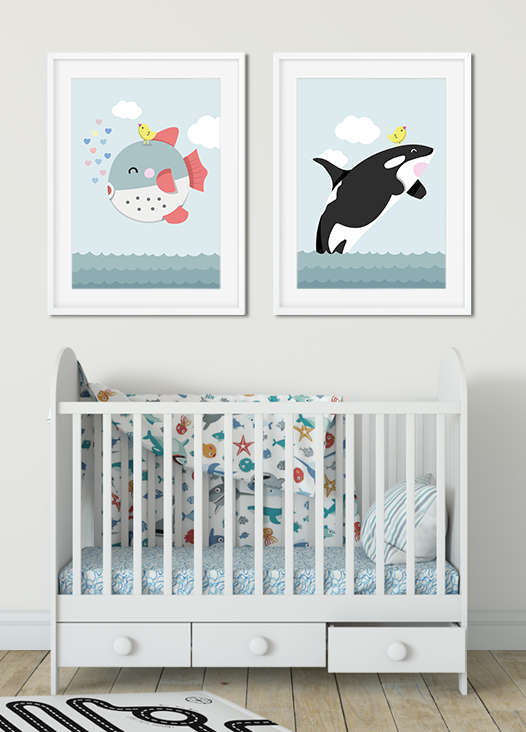 Kinderzimmer Bilder Fisch und Orca
