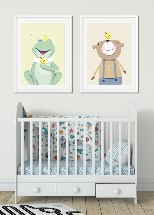 Kinderzimmer Bilder Frosch und Braunbär