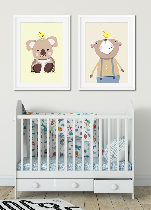 Kinderzimmer Bilder Koala Bär und Braunbär