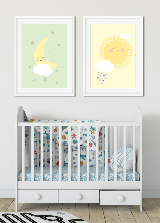 Kinderzimmer Bilder Mond und Sonne