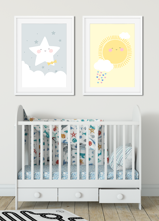 Kinderzimmer Bilder Sterne und Sonne